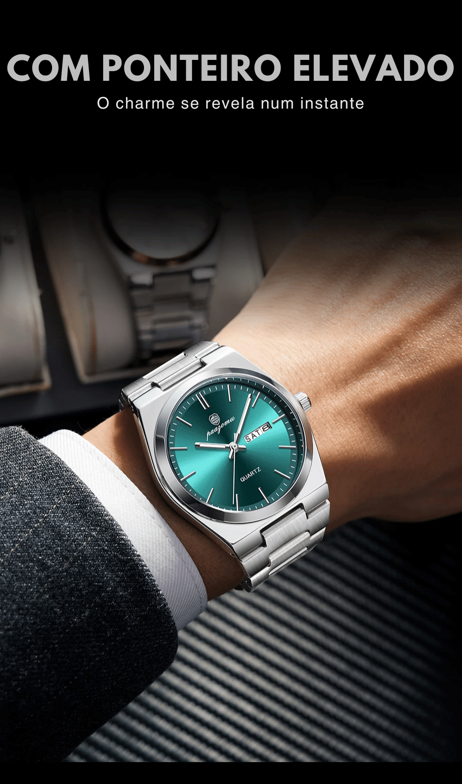 PENGAGAR Relógio Masculino de Luxo Data Semana Relógio Luminoso À Prova D 'Água